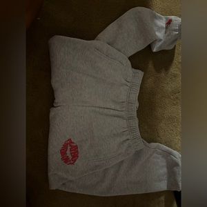gray playboy kiss sweatpants